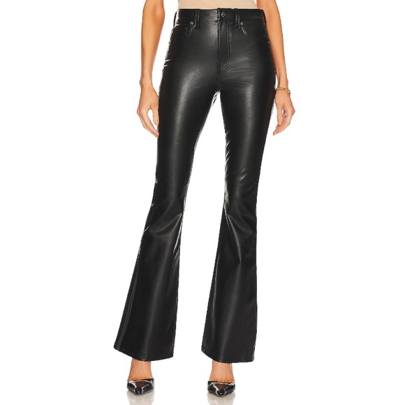 Veronica Beard Beverly Vegan Leather High Rise Skinny Flare Pant *Black* Sz 26 - Picture 3 of 16